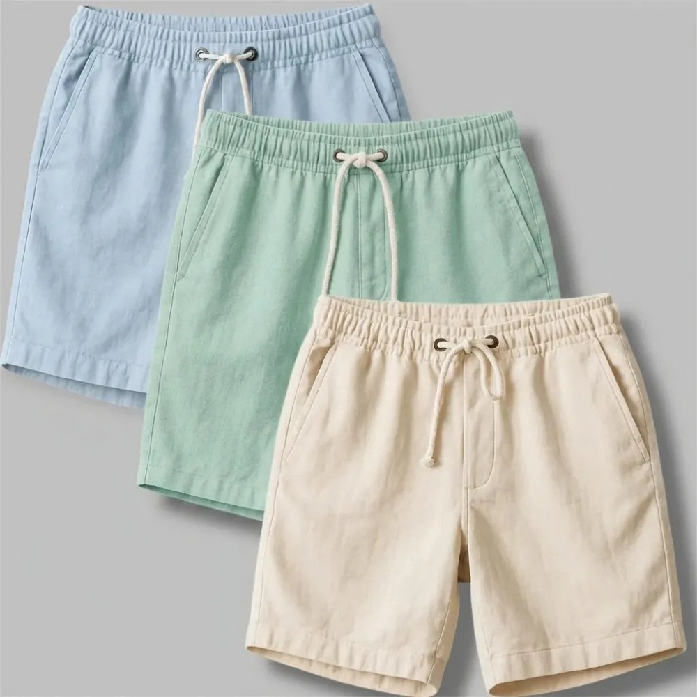 Kit 3 Shorts Masculino de Linho para Verão