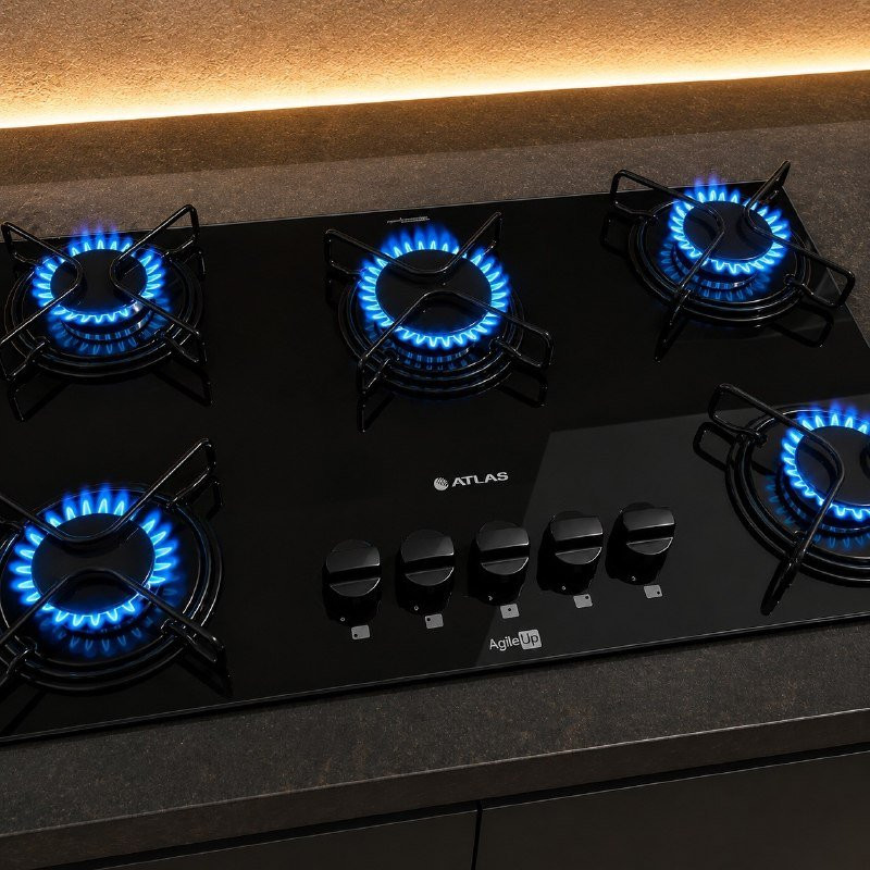 Cooktop 5 Bocas Mesa De Vidro Atlas