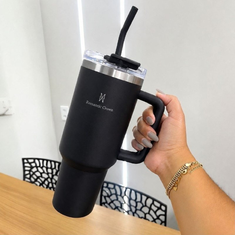 Copo Térmico Inox Gigante 1,2l Inox com Tampa e Canudo