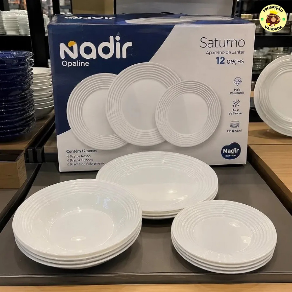 Aparelho Jantar Saturno Nadir Opaline 12 Pecas Cor Branco
