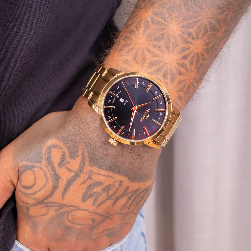 Relógio Technos Masculino Dourado Aço Inox