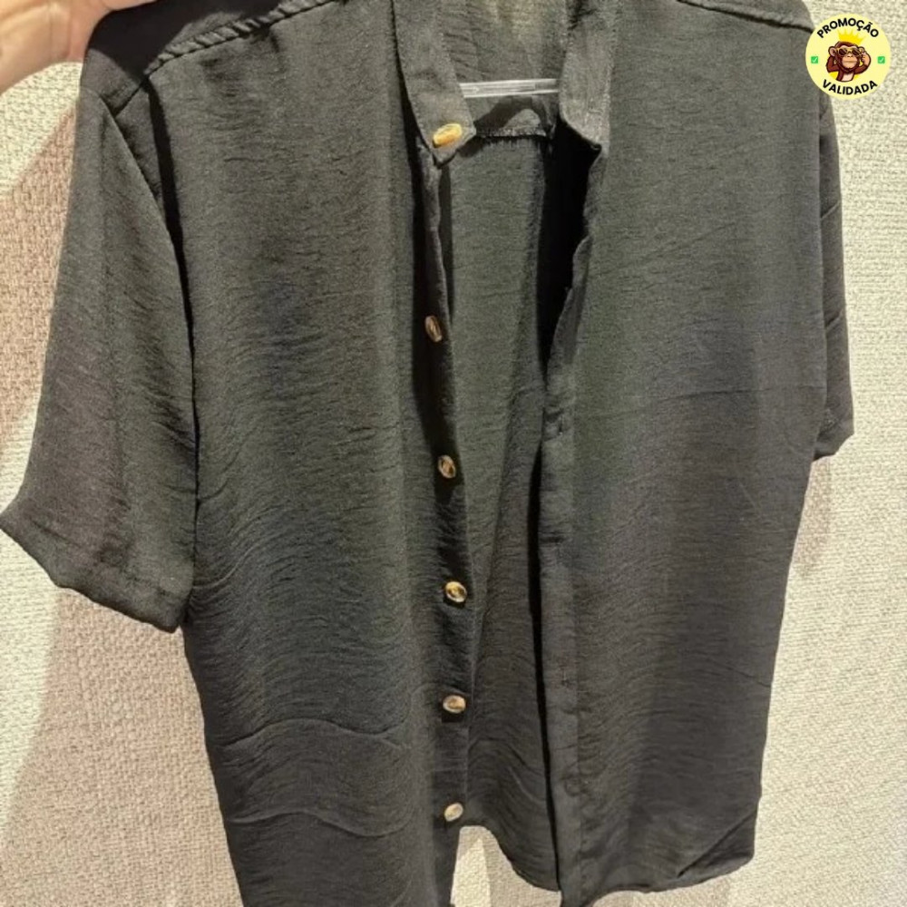 Camisa Manga Curta Gola Padre Masculina Festa Trabalho