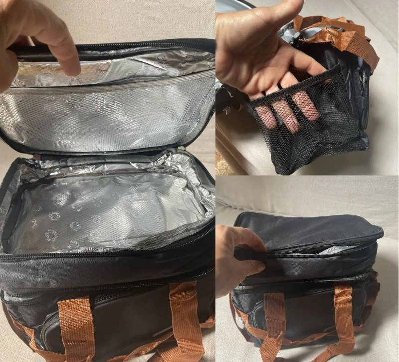 Bolsa Térmica Lancheira Alça Transversal Ajustável Removível, 2 Compartimentos