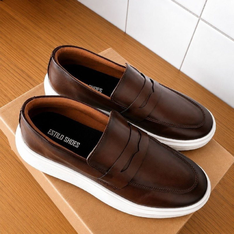 Sapato Loafer Mocassim Couro Comfort