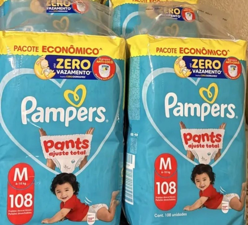 Fralda Pampers Pants Ajuste Total Tamanho M, 108 Un