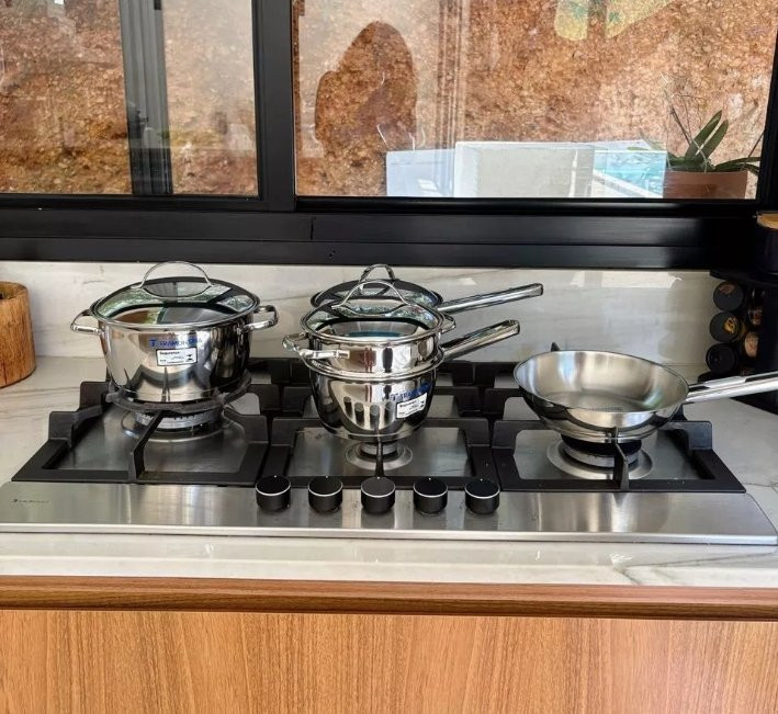 Jogo de Panelas de Aço Inox Tramontina 5 Peças
