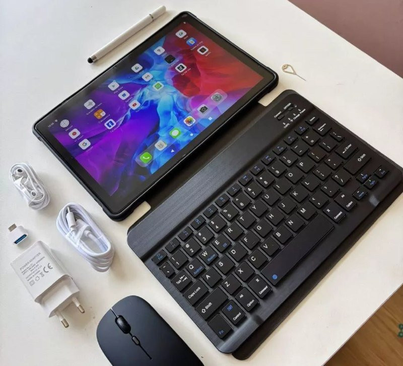 Tablet 10.1 com Teclado+Mouse 6GB RAM 128GB Android 13 Câmera 50MP