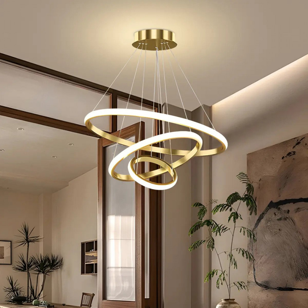 Lustre LED Moderno Pendente 60W Dourado