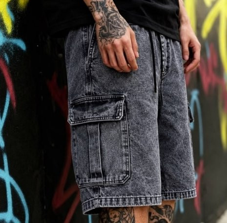 Bermuda Jeans Cargo Baggy Masculina Streetwear