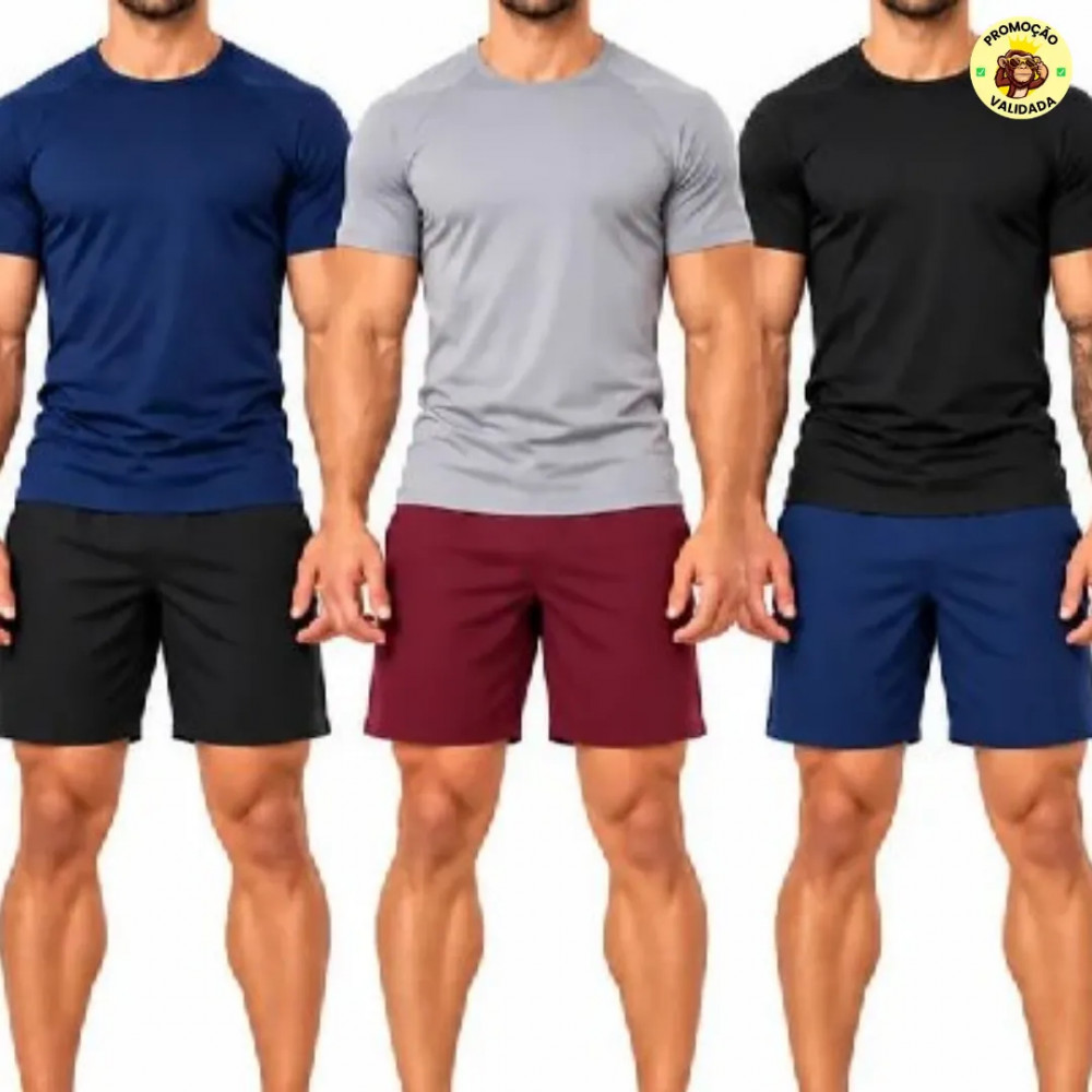 Kit Academia Dry Fit 5 Camisetas 5 Shorts