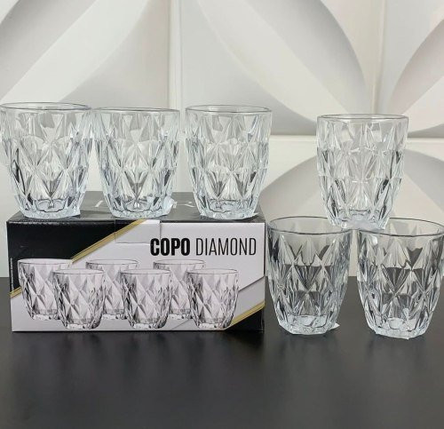 Jogo 6 Copos Vidro Diamond 300ml