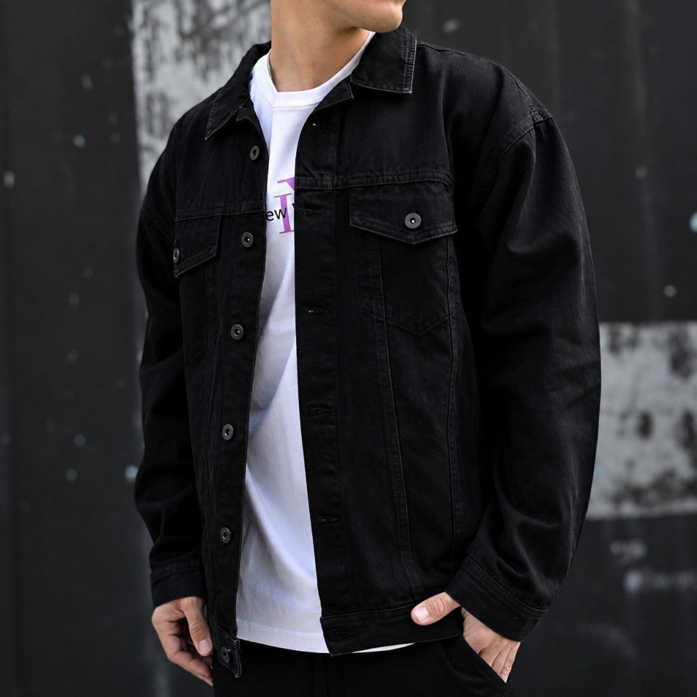 Jaqueta Jeans Masculina Resistente Preto P