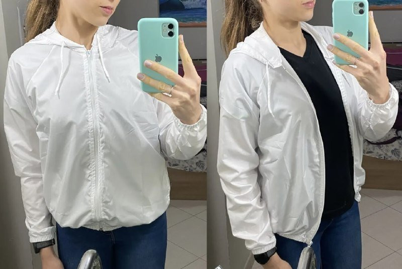 Jaqueta Feminina Iz Corta Vento Ultra Leve Com Capuz 2026 - Branco