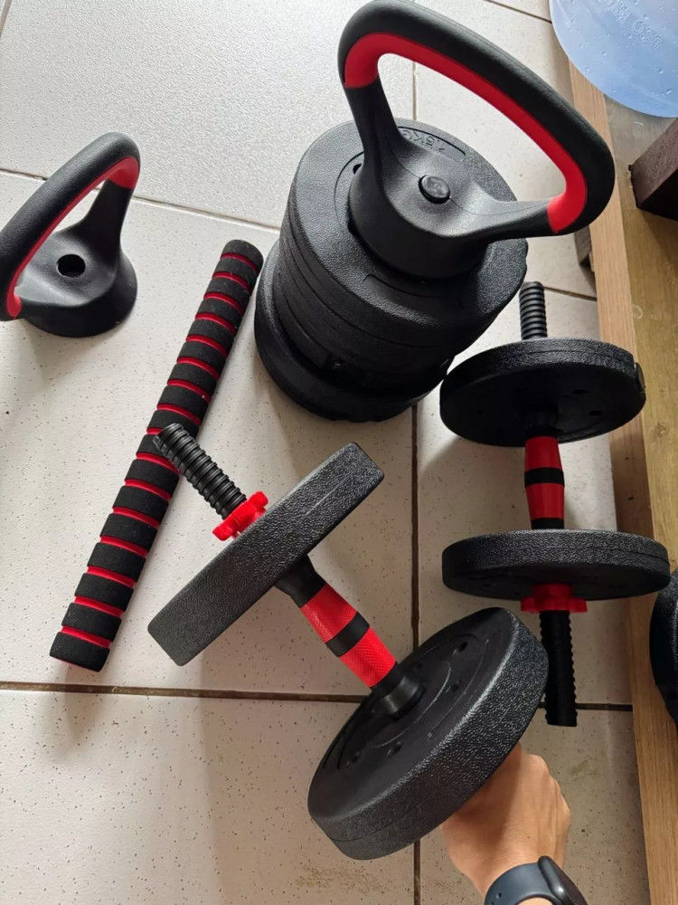 Kit Treino Func 10/15/20kg Halteres Barra