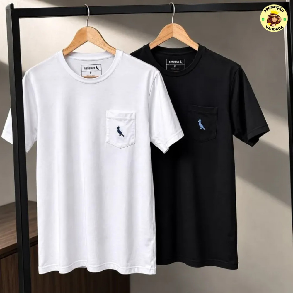 Kit com 2 Camisetas Bolso Pica-pau Xadrez