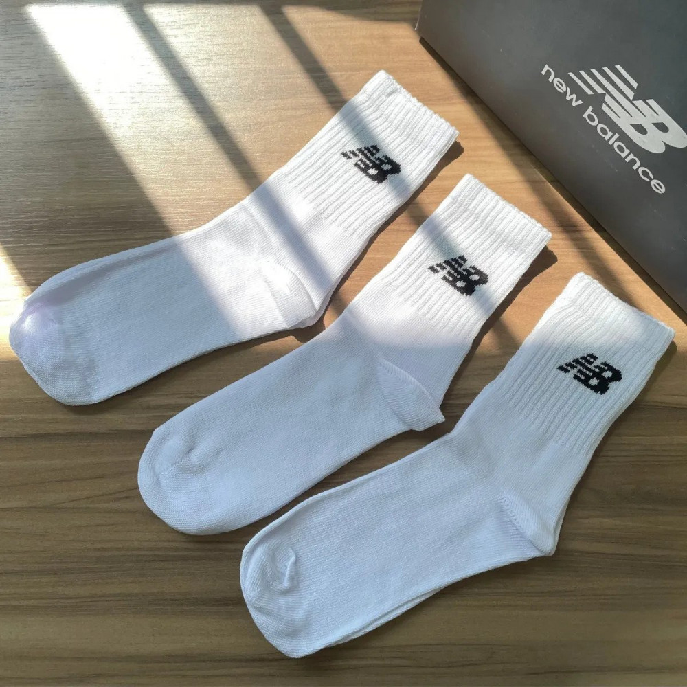 Kit 3 Pares Meias New Balance Cano Longo Branco