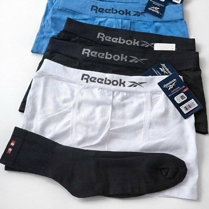 Kit com 10 Cueca Boxer Reebok Sem Costura + 1 Par de Meias