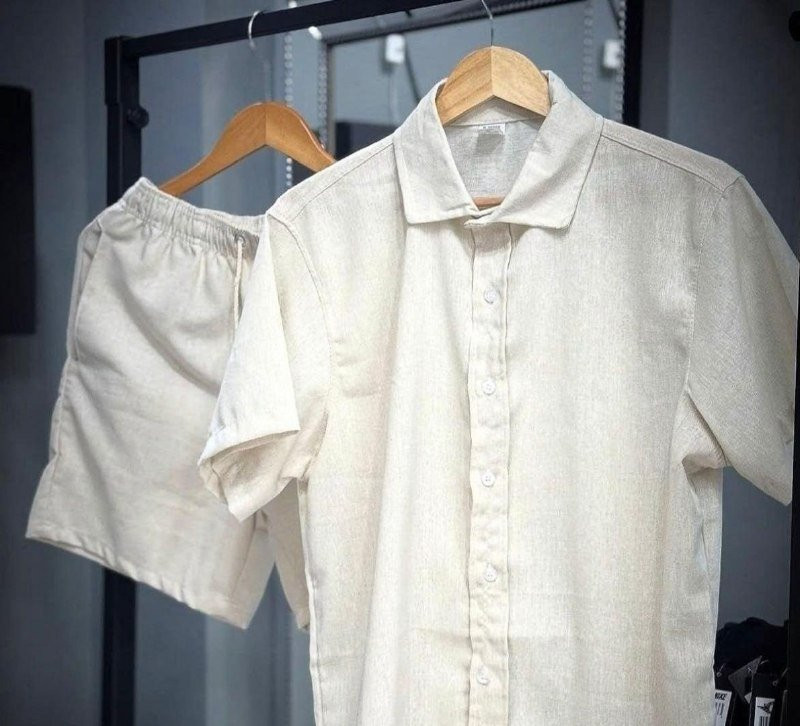 Conjunto Linho Camisa + Shorts Mauricinho com Bolso