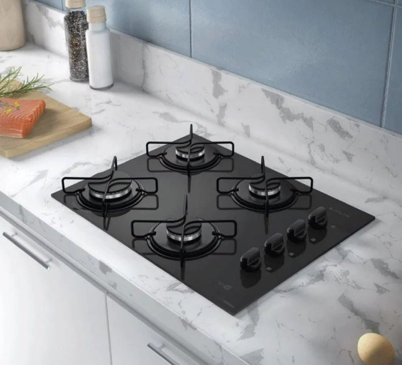 Cooktop 4 Bocas Atlas Agile Up Mesa Vidro