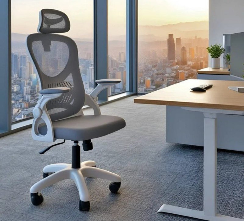Cadeira de Escritório Columbus Ergonômica Cinza Mesh