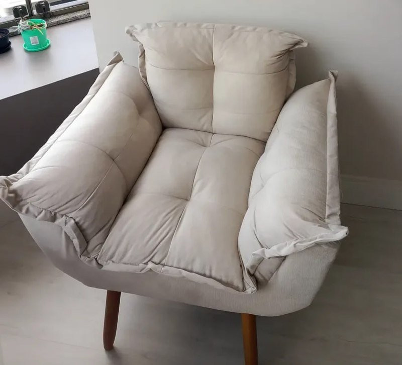 Poltrona Decorativa Suede - Bege