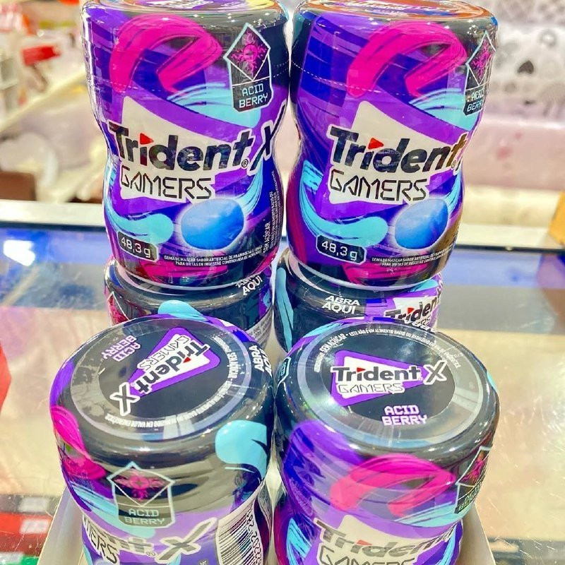 Chiclete Trident X Gamers Acid Berry - Caixa com 6 Unidades