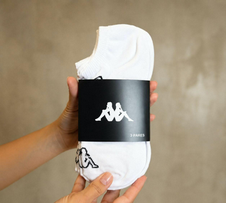 Meias Kappa Kit 3 Pares Soquete Invisível Branco