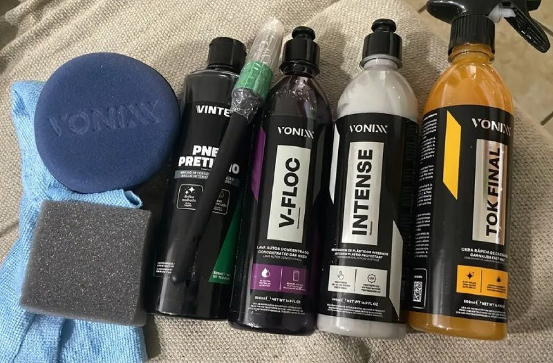 Kit Lavagem Vonixx Shampoo V-Floc Cera Tok Final Intense Pneu Pretinho Vintex