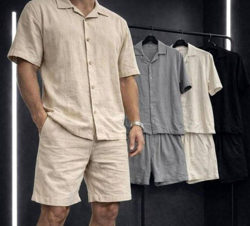 Conjunto Linho: Camisa + Shorts com Bolso