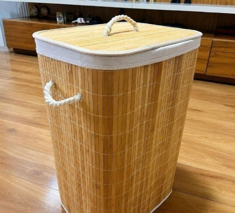 Cesto de Roupas de Bambu 60L