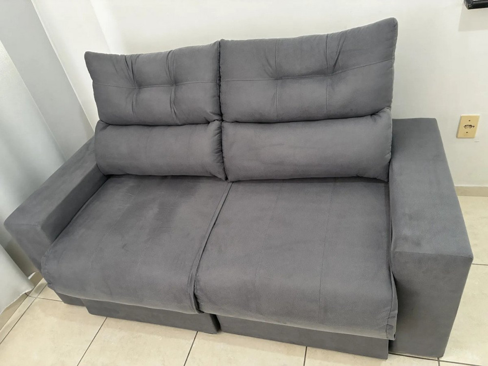 Sofá 3 Lugares Retrátil Cama Inbox Cinza