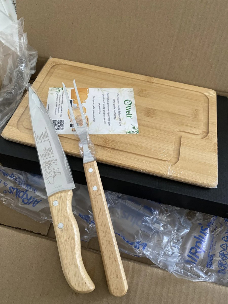 Kit Churrasco Tábua Faca Garfo Personalizado
