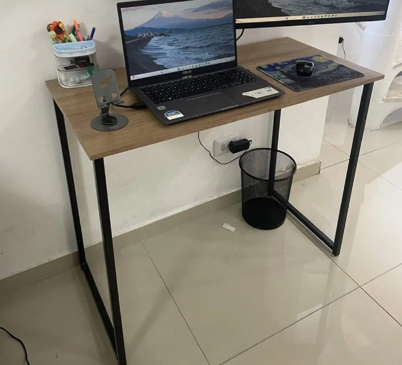 Escrivaninha Industrial 90cm Aço MDF