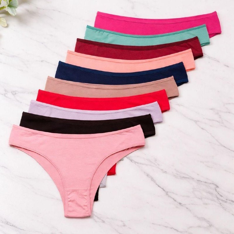 10 Calcinhas Feminina Tanga Lisa Algodão