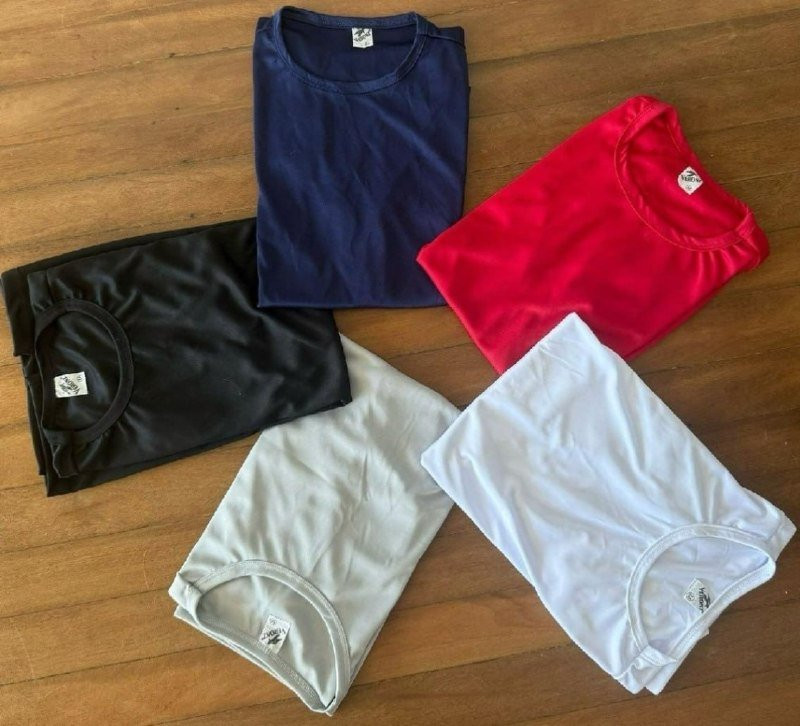 Kit 5 Camisetas Básicas Masculina Dry Fit Lisa Tradicional - Tamanho P, M e G