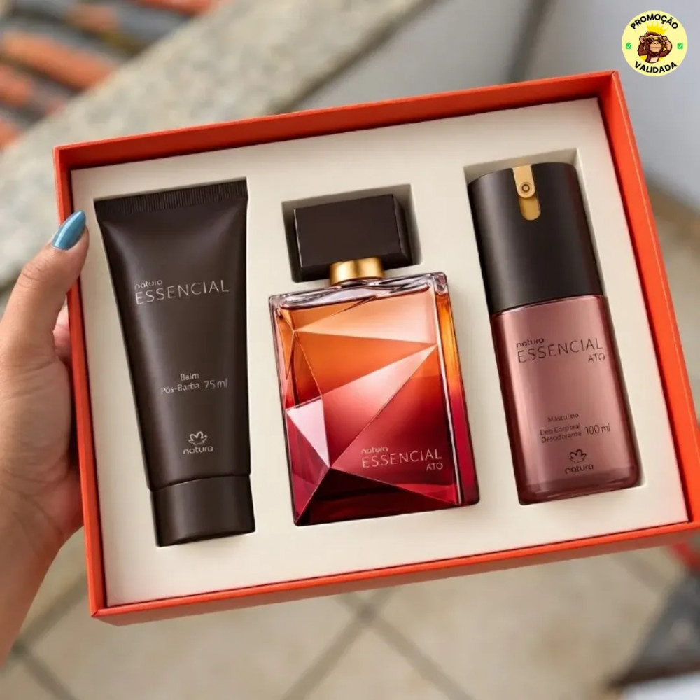 KITZACO DO ESSENCIAL ATO Kit Essencial Ato - Perfume 100ml - Desodorante Corporal 100ml - Balm Pos Barba 75ml