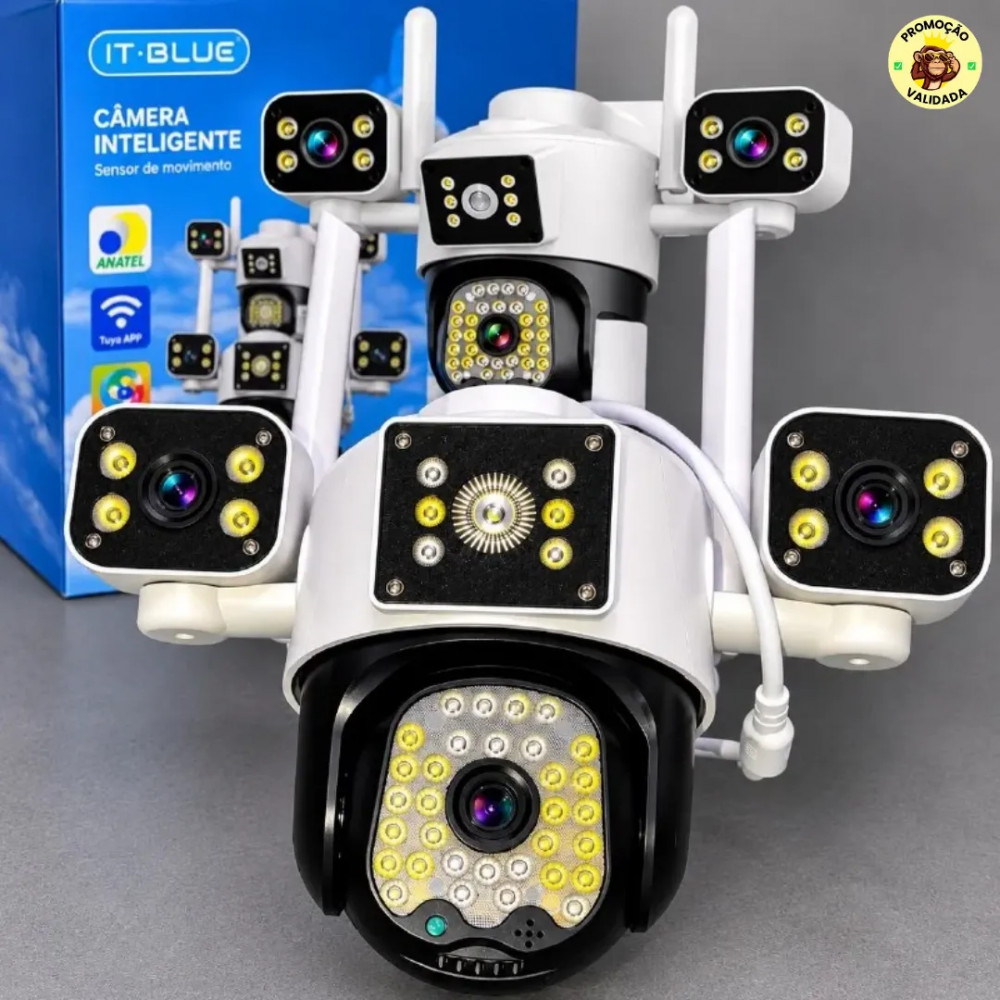 Camera De Seguranca 3 Lentes Wi-fi Externa 360