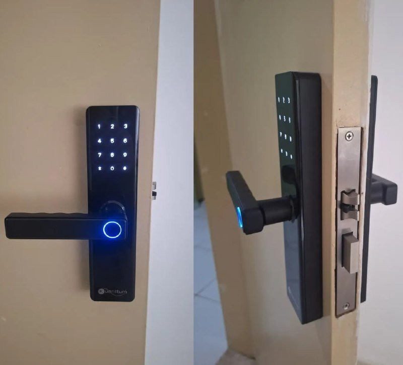 Fechadura Digital Kuanttum Beta de Embutir com Biometria