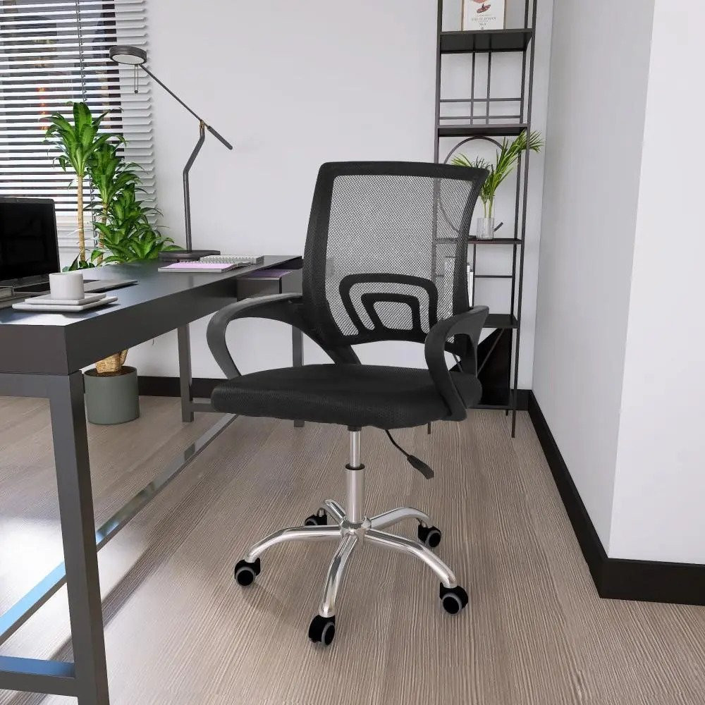 Cadeira Secretária Office Base Giratória Preta