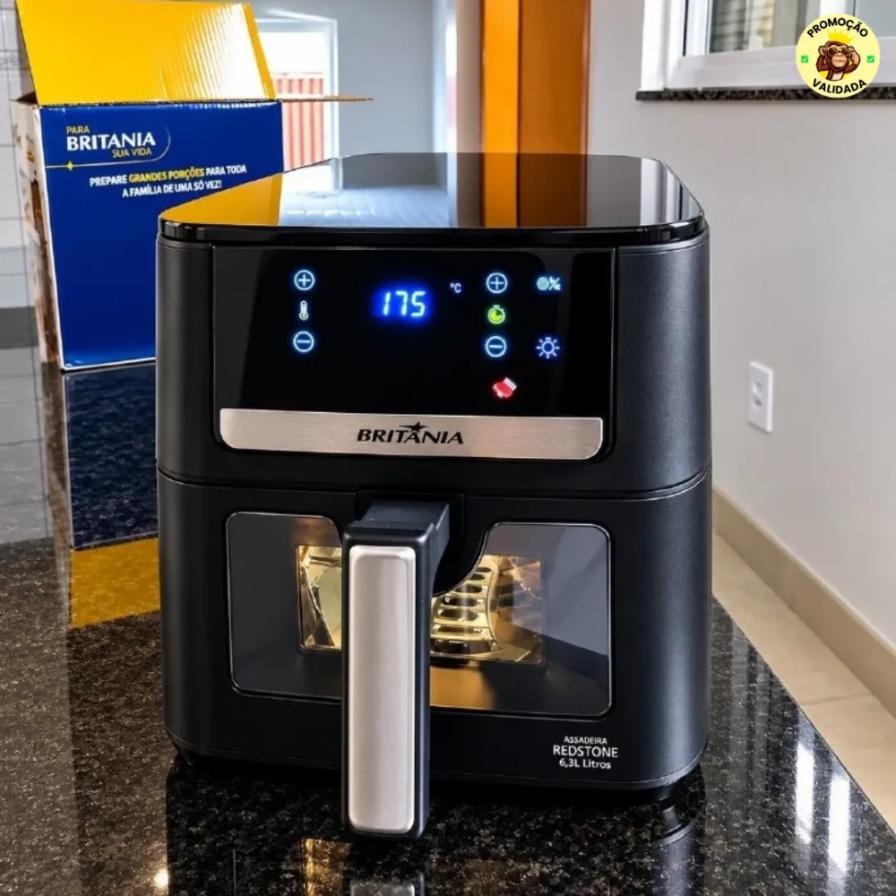 Air Fryer Britania 65L 8 Funcoes Painel Digital 1700W 127V