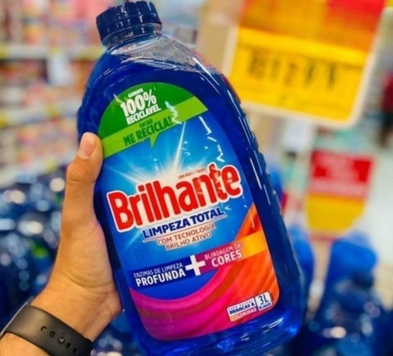 Lava Roupas Líquido Brilhante Limpeza Total 3L