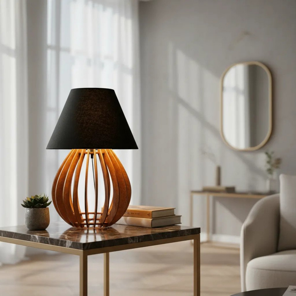 Abajur Luminária de Mesa Marrom Preto 127/220v