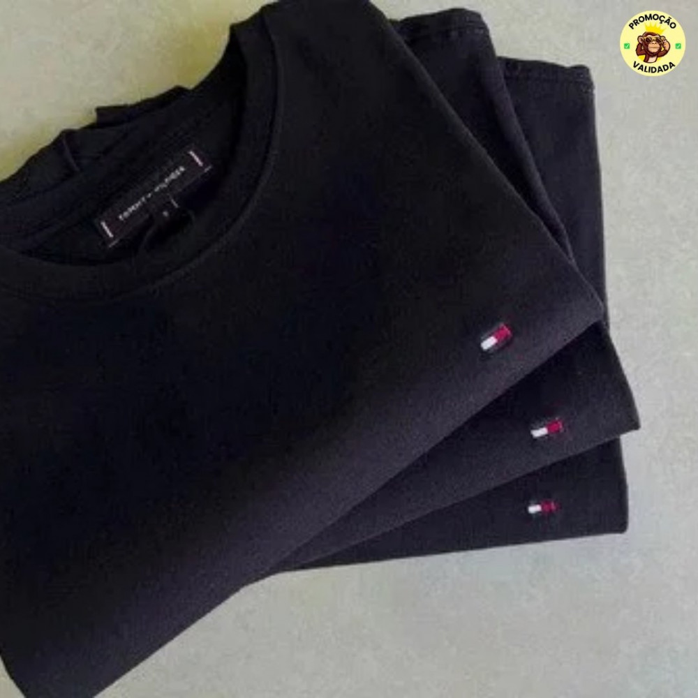 Kit Camisetas Tommy Hilfiger Masculina Essential Preta