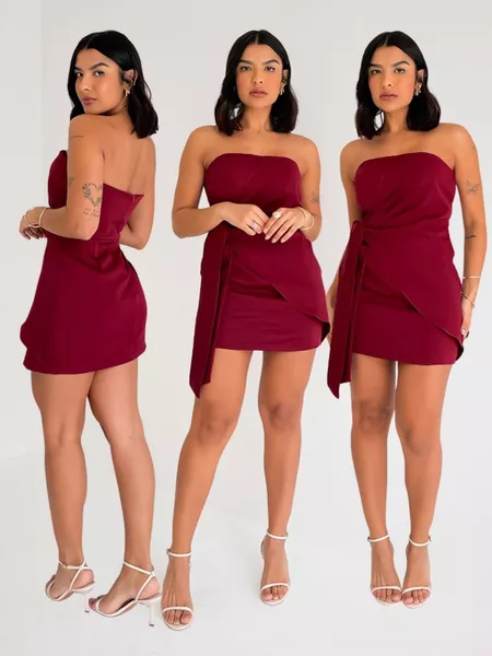 Vestido Alfaiataria Tomara que Caia Curto
