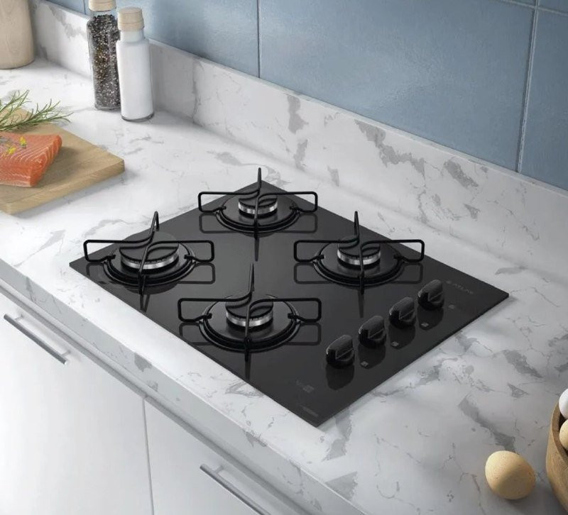 Cooktop 4 Bocas Atlas Agile Up Mesa Vidro Bivolt