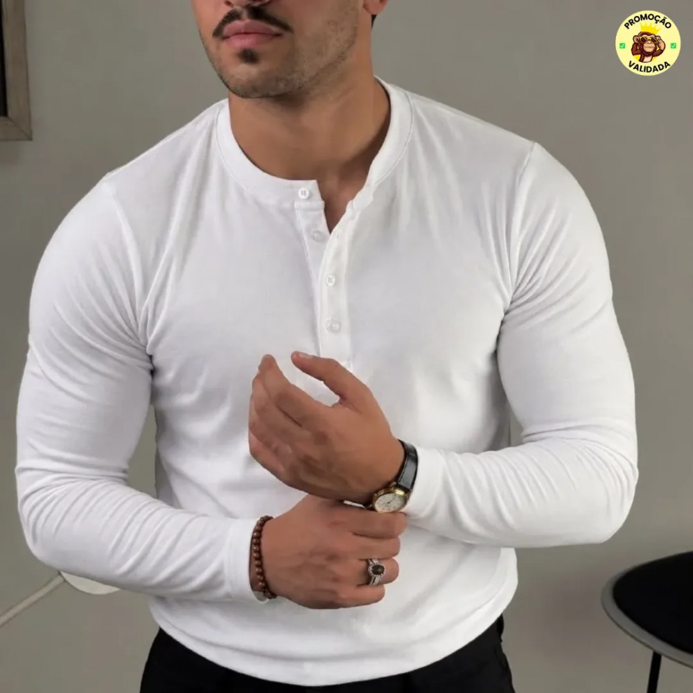 Camiseta Henley Slim 6 cores