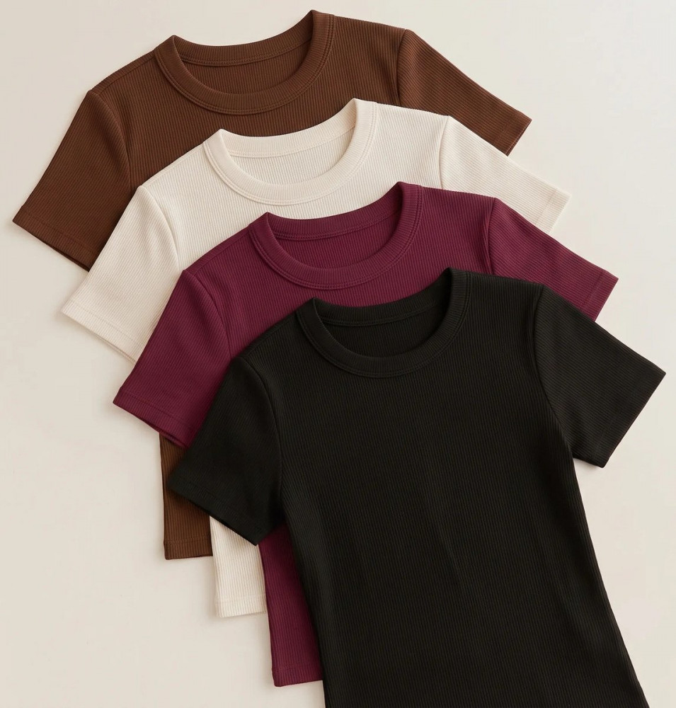 Kit 4 Blusas Femininas Caneladas Multicoloridas GG