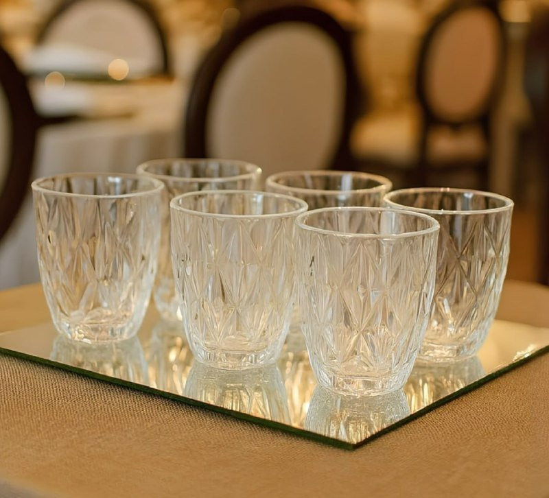 Jogo 6 Copos Vidro Diamante 300ml