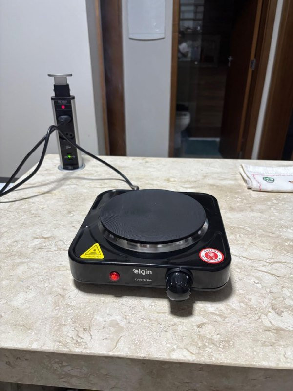 Elgin Fogão Elétrico Portátil Cooktop de Mesa, 1 Boca, 1000W, Preto, 110V