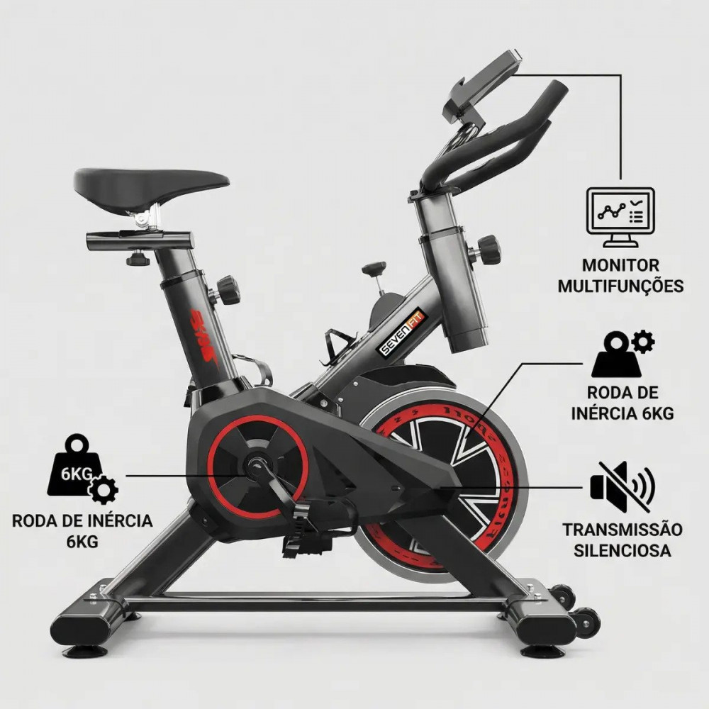 Bicicleta Ergométrica Spinning 6kg Sevenfit
